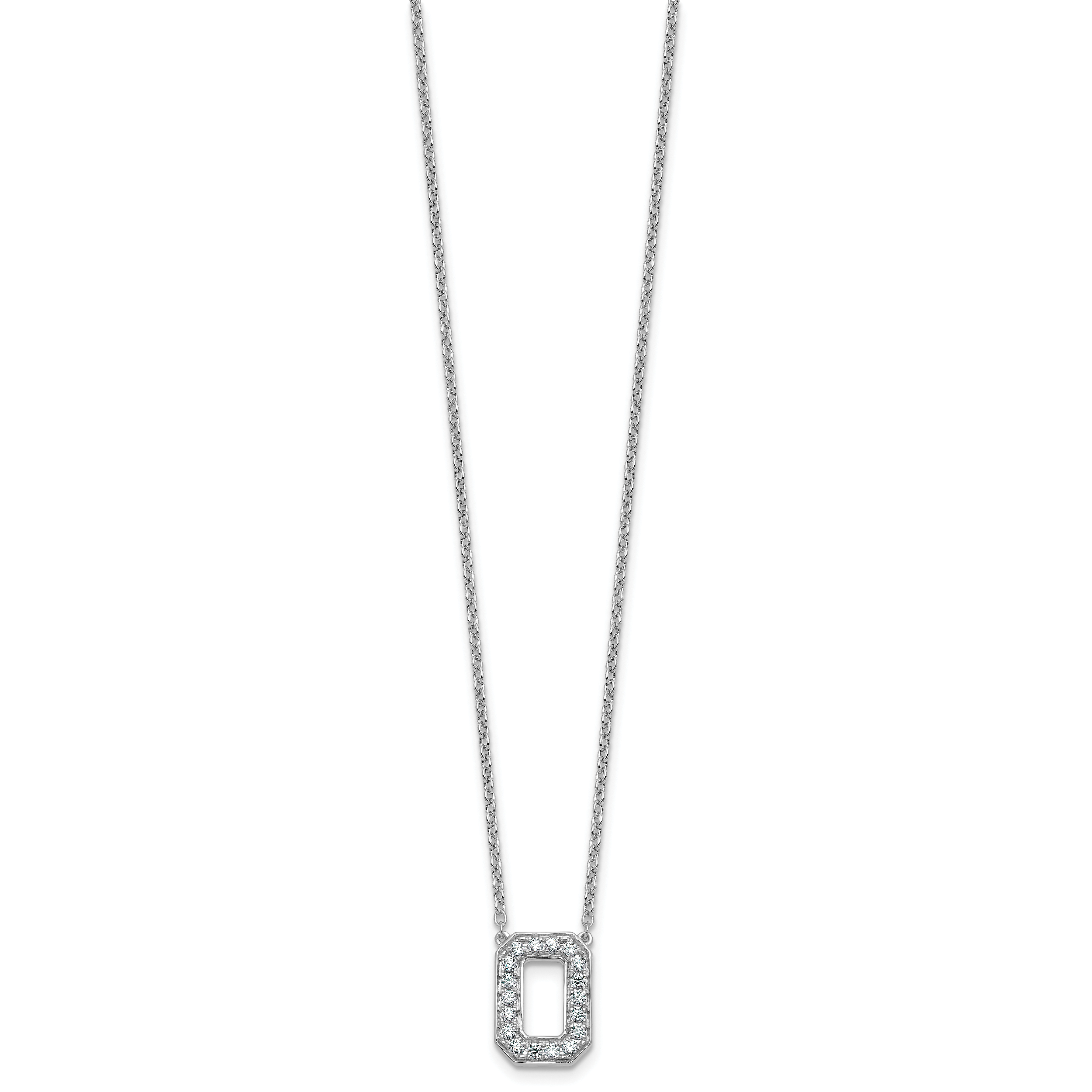 14k White Gold 1/3 carat Lab Grown Diamond VS+ F+ Complete Letter O 18 inch Initial Necklace Secondary image