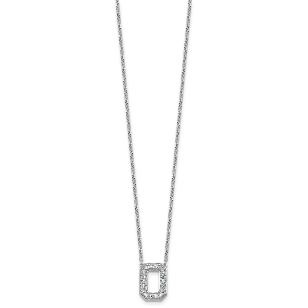 14k White Gold 1/3 carat Lab Grown Diamond VS+ F+ Complete Letter O 18 inch Initial Necklace