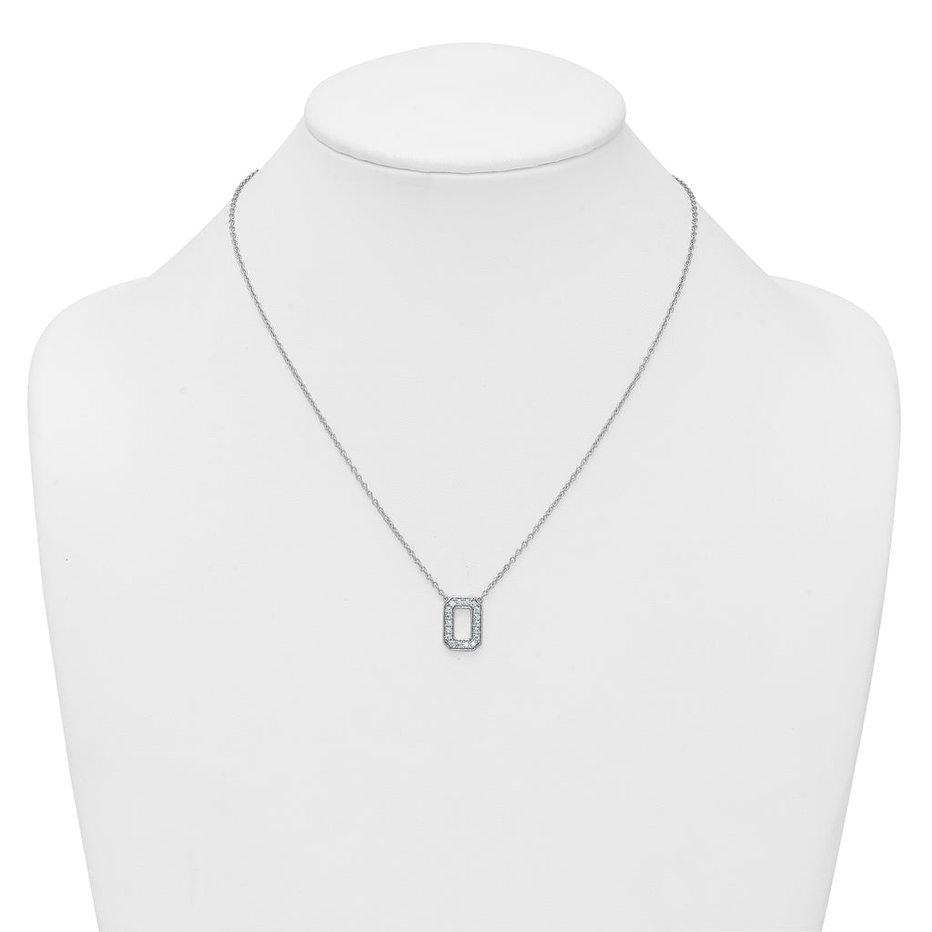 14k White Gold 1/3 carat Lab Grown Diamond VS+ F+ Complete Letter O 18 inch Initial Necklace