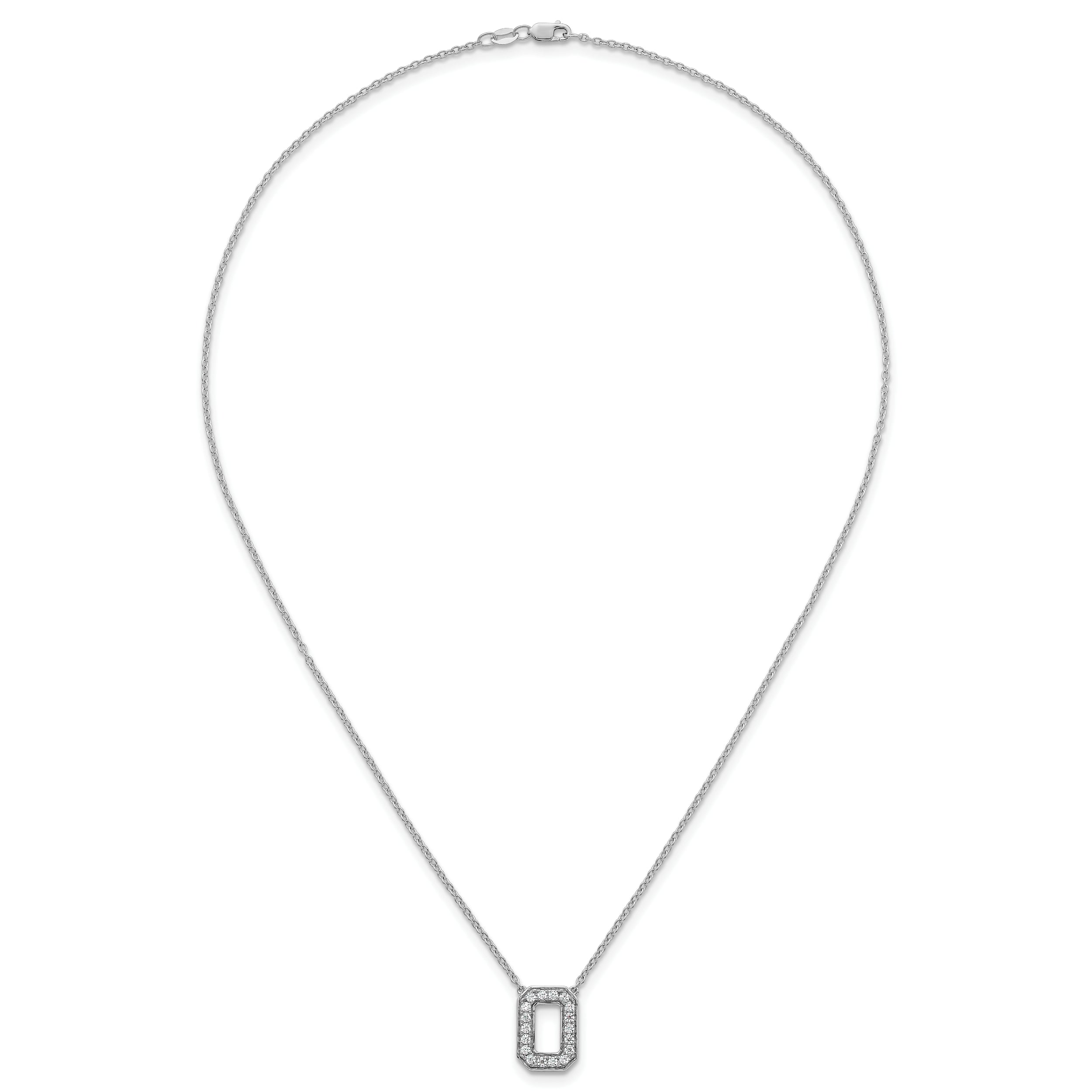 14k White Gold 1/3 carat Lab Grown Diamond VS+ F+ Complete Letter O 18 inch Initial Necklace