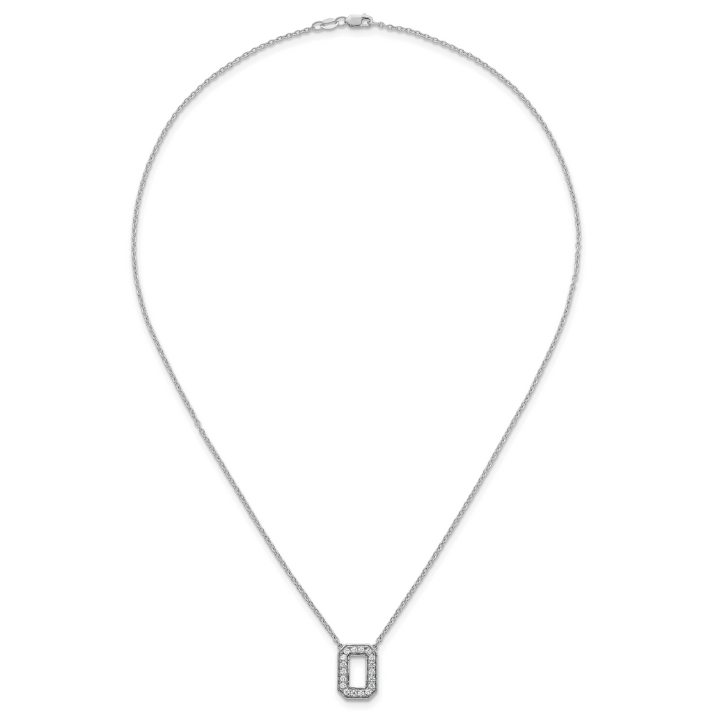 14k White Gold 1/3 carat Lab Grown Diamond VS+ F+ Complete Letter O 18 inch Initial Necklace