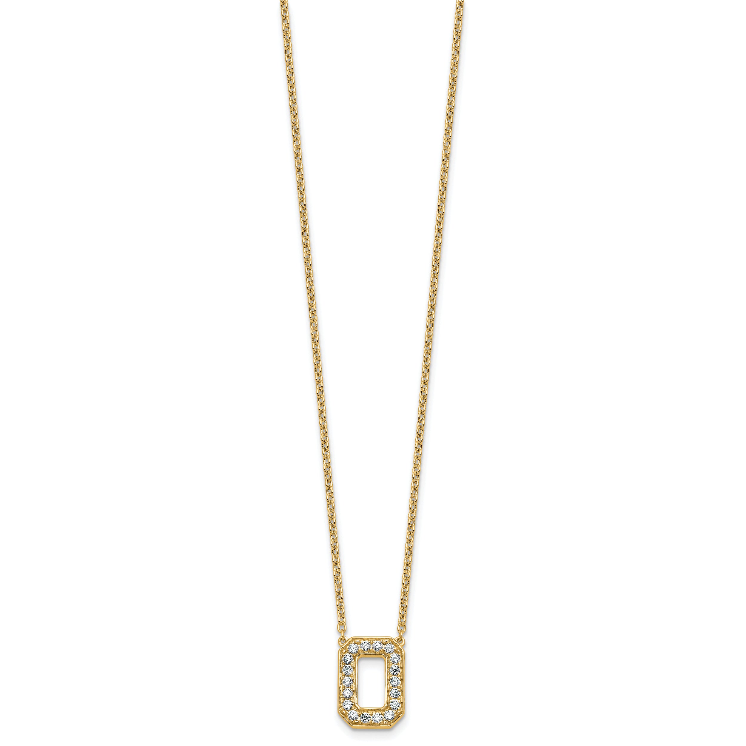 14k 1/3 carat Lab Grown Diamond VS+ F+ Complete Letter O 18 inch Initial Necklace