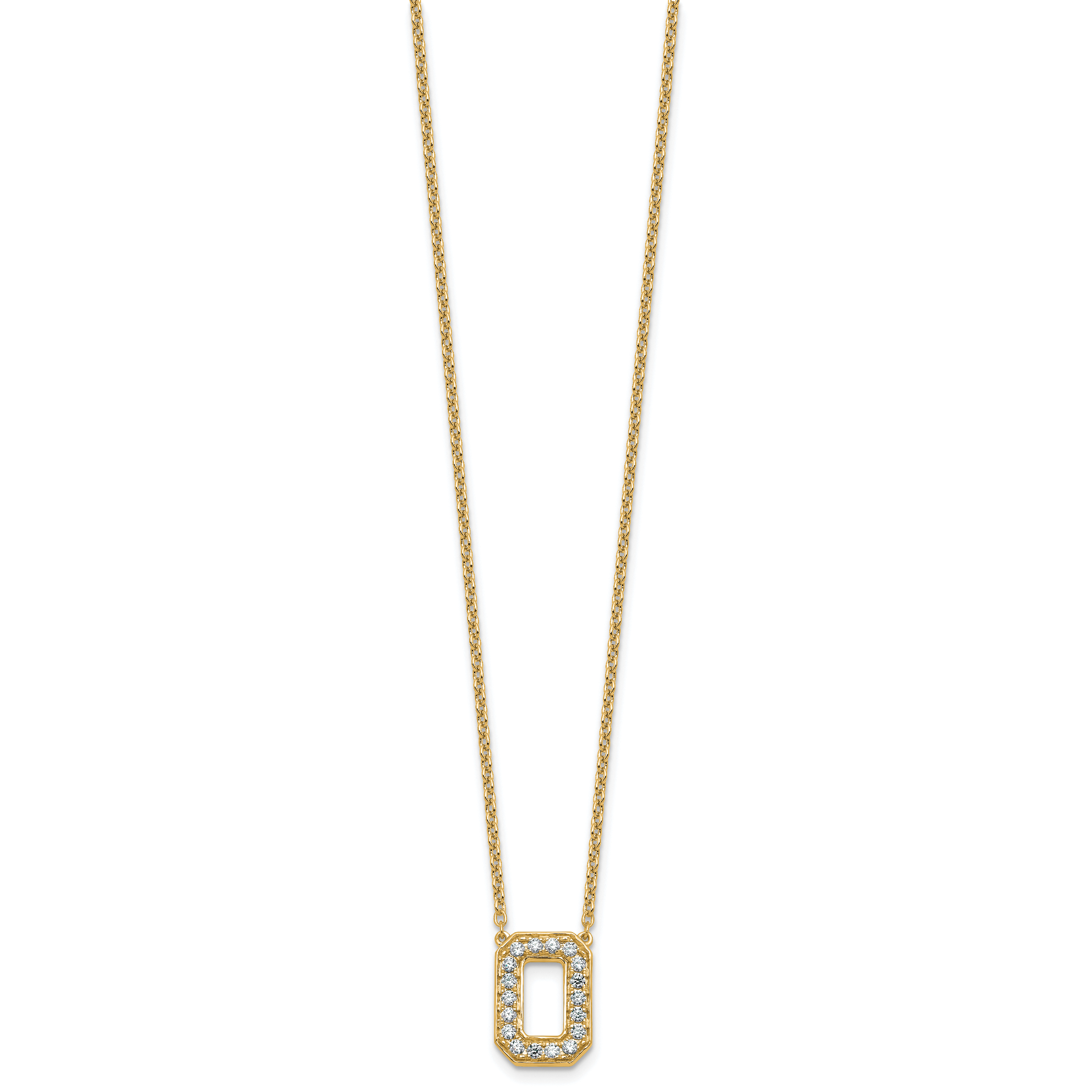 14k 1/3 carat Lab Grown Diamond VS+ F+ Complete Letter O 18 inch Initial Necklace Secondary image