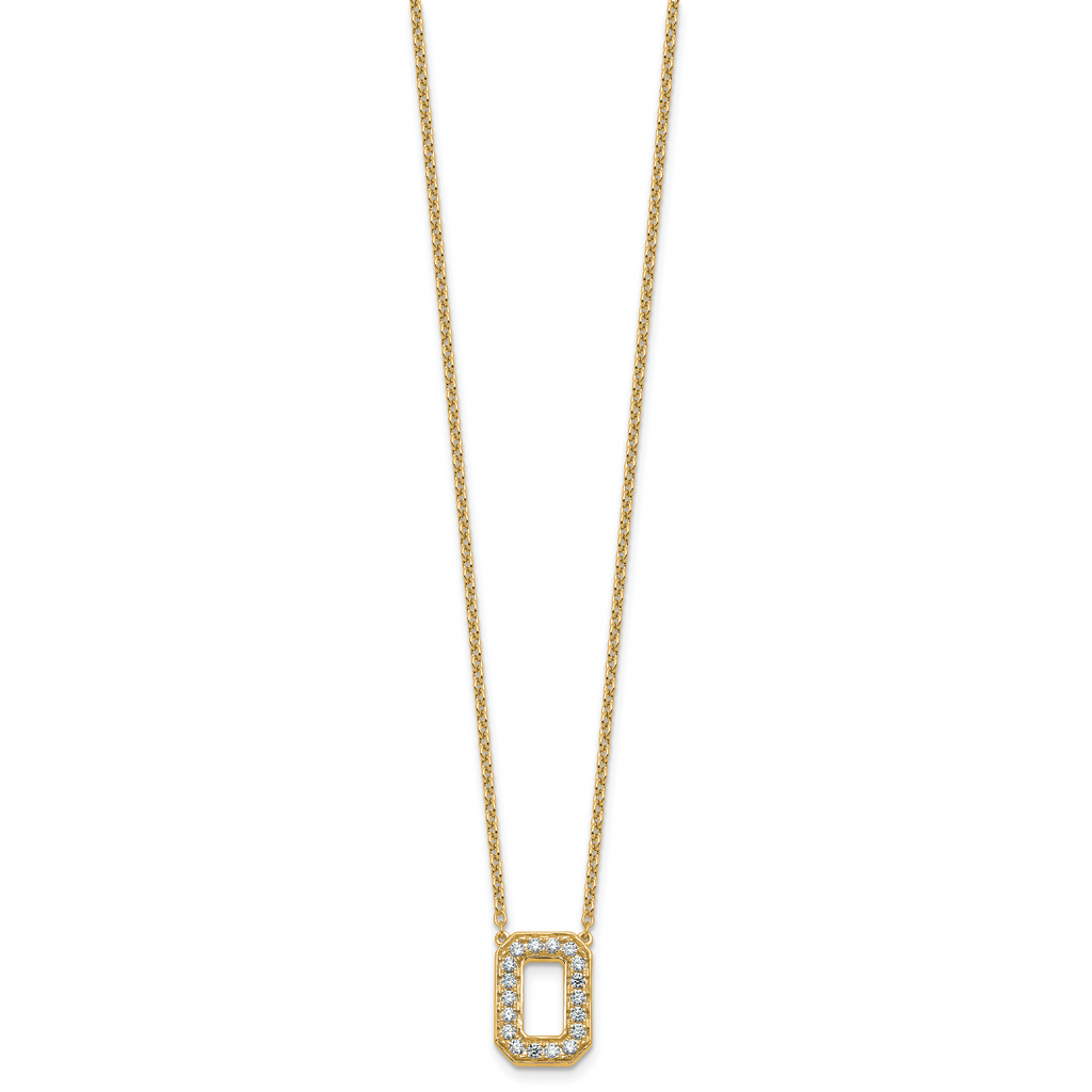 14k 1/3 carat Lab Grown Diamond VS+ F+ Complete Letter O 18 inch Initial Necklace