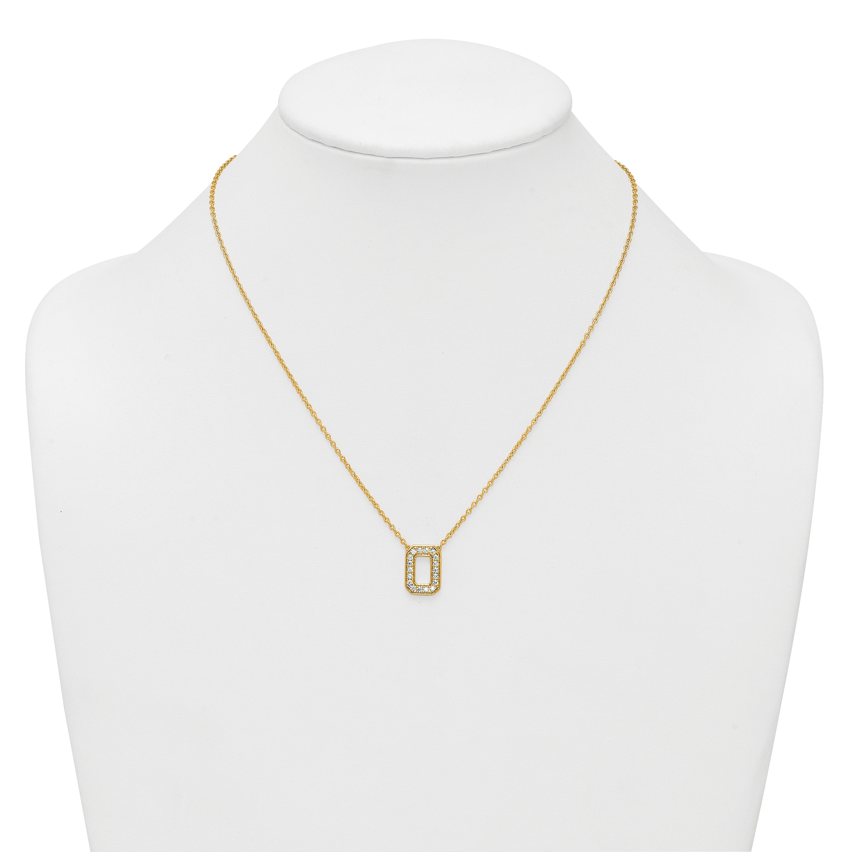 14k 1/3 carat Lab Grown Diamond VS+ F+ Complete Letter O 18 inch Initial Necklace