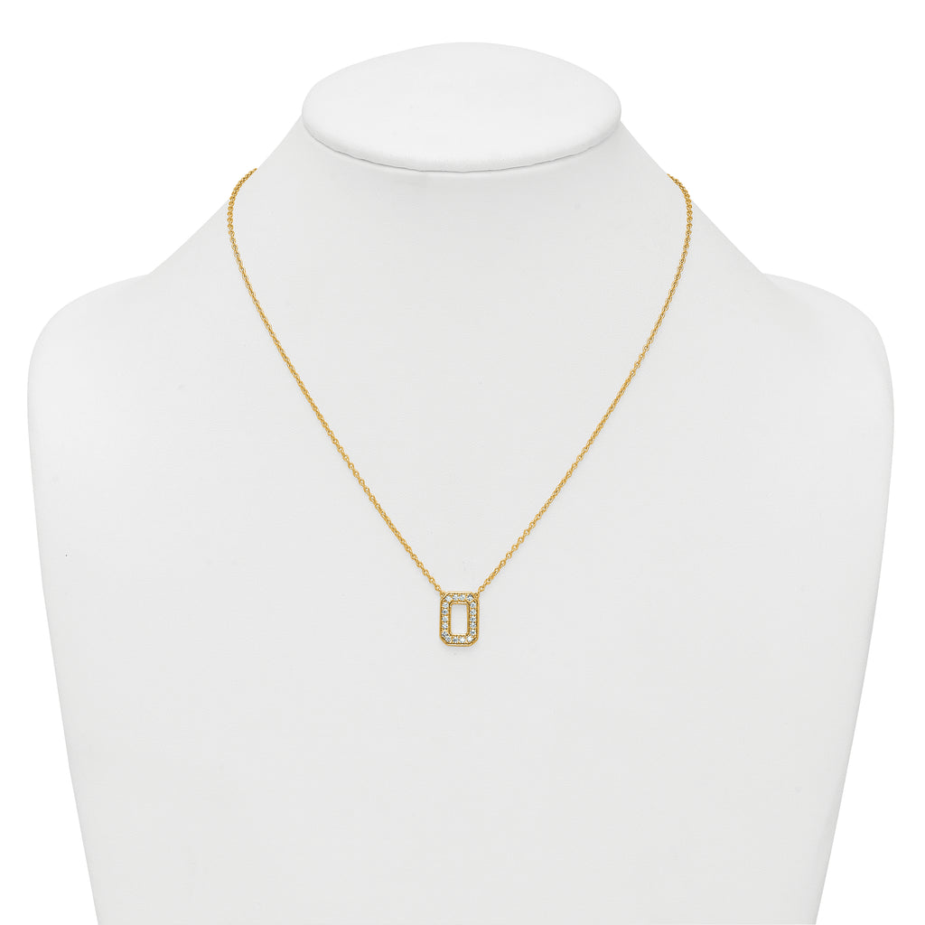 14k 1/3 carat Lab Grown Diamond VS+ F+ Complete Letter O 18 inch Initial Necklace