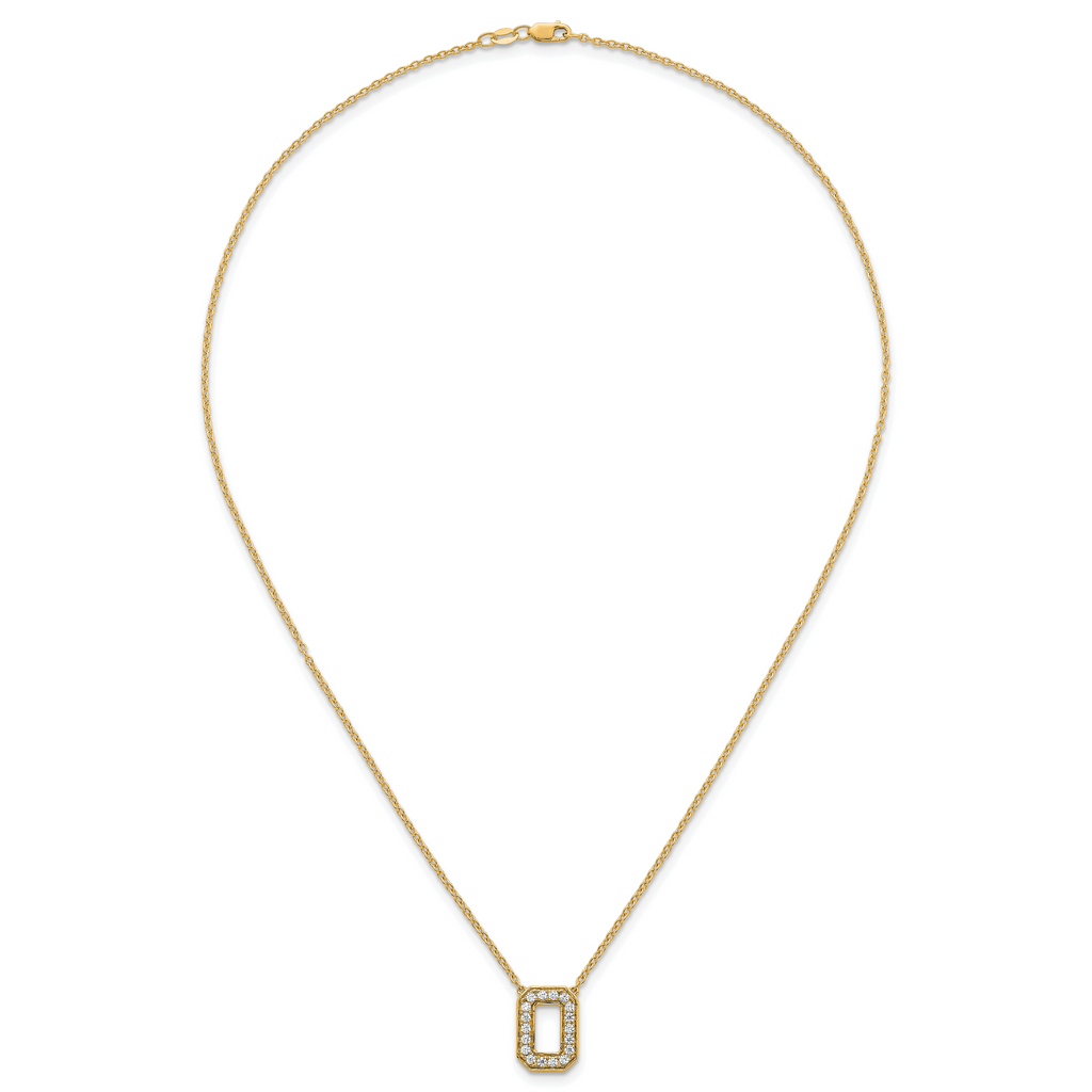 14k 1/3 carat Lab Grown Diamond VS+ F+ Complete Letter O 18 inch Initial Necklace