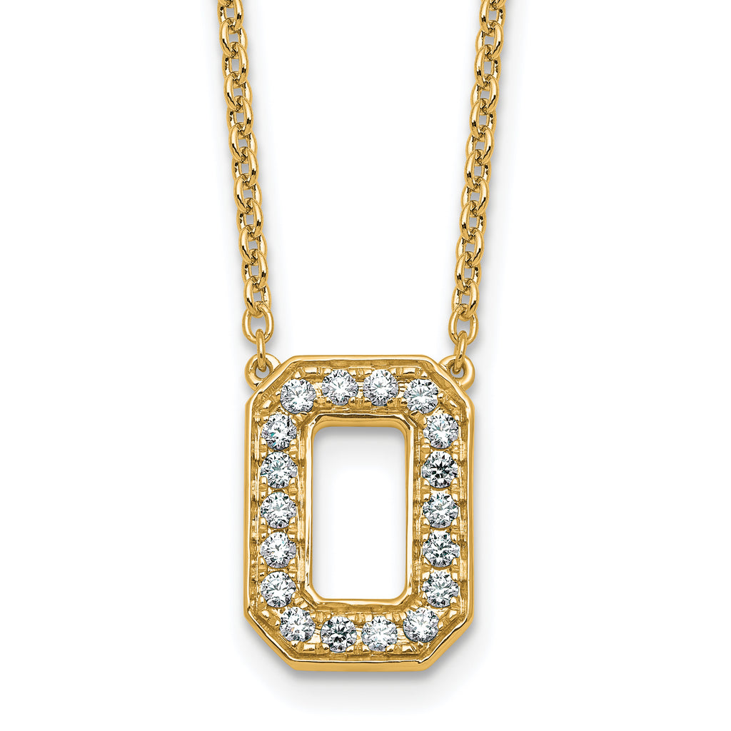 14k 1/3 carat Lab Grown Diamond VS+ F+ Complete Letter O 18 inch Initial Necklace
