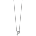 14k White Gold 3/8 carat Lab Grown Diamond VS+ F+ Complete Letter P 18 inch Initial Necklace