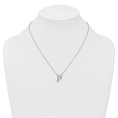 14k White Gold 3/8 carat Lab Grown Diamond VS+ F+ Complete Letter P 18 inch Initial Necklace