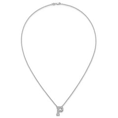14k White Gold 3/8 carat Lab Grown Diamond VS+ F+ Complete Letter P 18 inch Initial Necklace