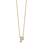 14k 3/8 carat Lab Grown Diamond VS+ F+ Complete Letter P 18 inch Initial Necklace