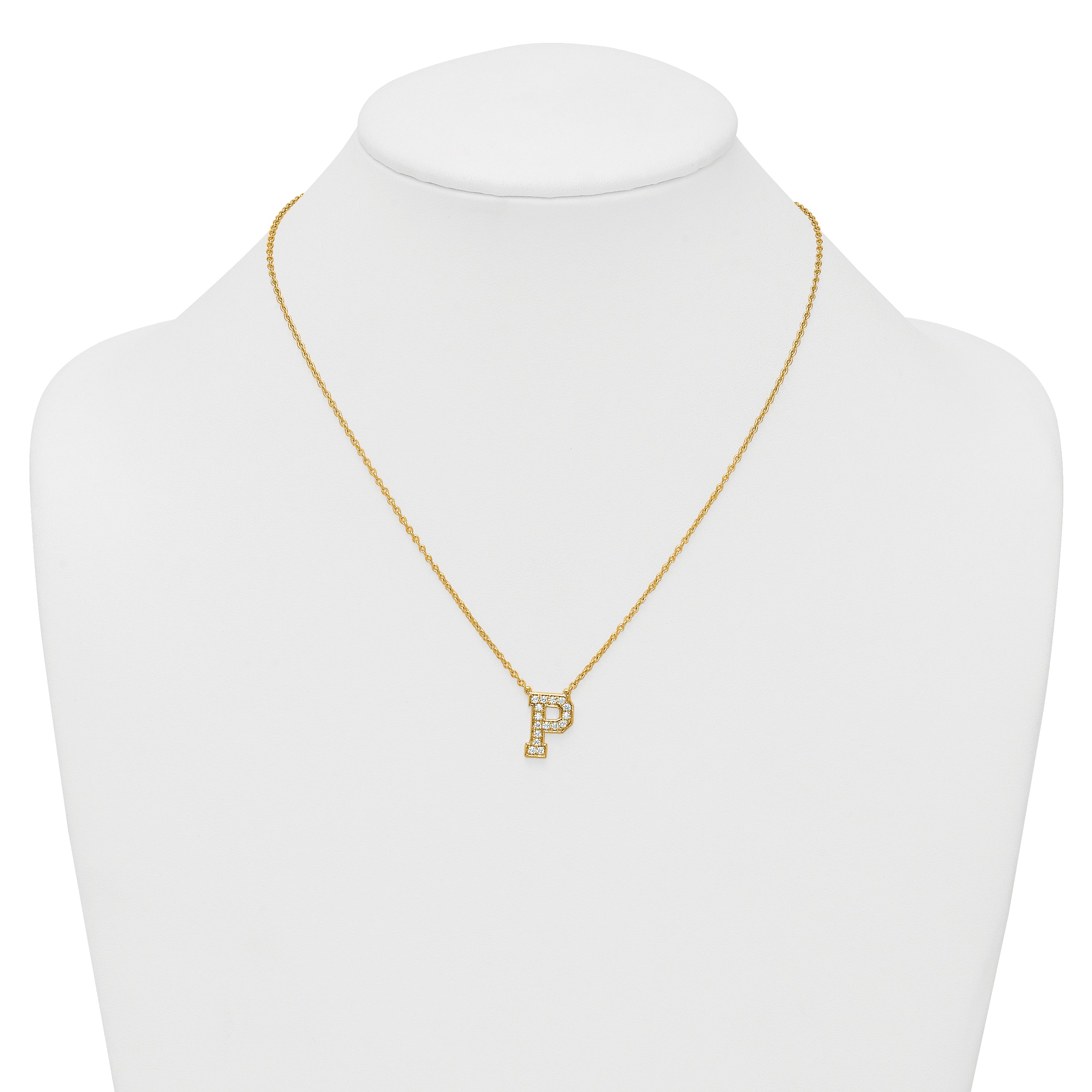 14k 3/8 carat Lab Grown Diamond VS+ F+ Complete Letter P 18 inch Initial Necklace