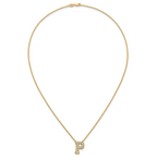 14k 3/8 carat Lab Grown Diamond VS+ F+ Complete Letter P 18 inch Initial Necklace