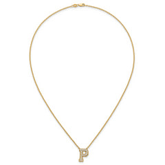 14k 3/8 carat Lab Grown Diamond VS+ F+ Complete Letter P 18 inch Initial Necklace