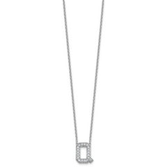 14k White Gold 3/8 carat Lab Grown Diamond VS+ F+ Complete Letter Q 18 inch Initial Necklace