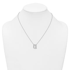 14k White Gold 3/8 carat Lab Grown Diamond VS+ F+ Complete Letter Q 18 inch Initial Necklace