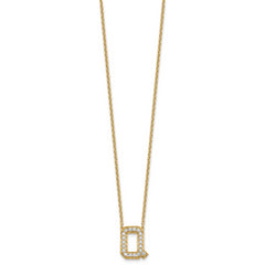 14k 3/8 carat Lab Grown Diamond VS+ F+ Complete Letter Q 18 inch Initial Necklace