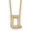 14k 3/8 carat Lab Grown Diamond VS+ F+ Complete Letter Q 18 inch Initial Necklace