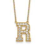 14k 1/2 carat Lab Grown Diamond VS+ F+ Complete Letter R 18 inch Initial Necklace