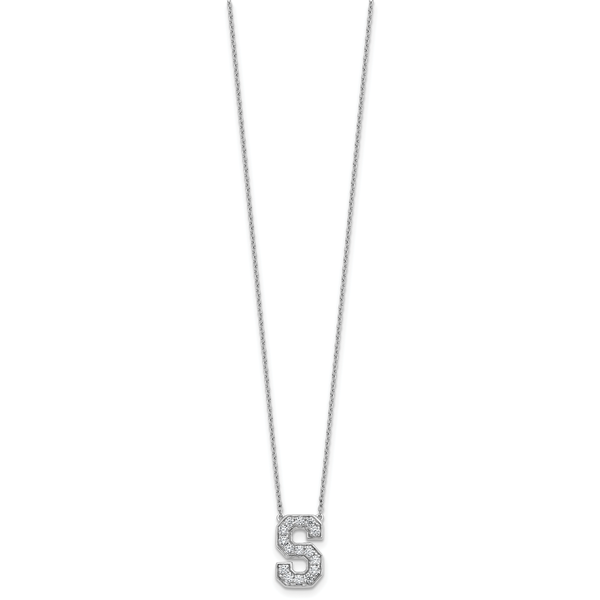 14k White Gold 3/8 carat Lab Grown Diamond VS+ F+ Complete Letter S 18 inch Initial Necklace Secondary image