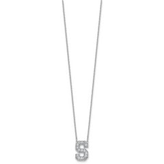14k White Gold 3/8 carat Lab Grown Diamond VS+ F+ Complete Letter S 18 inch Initial Necklace