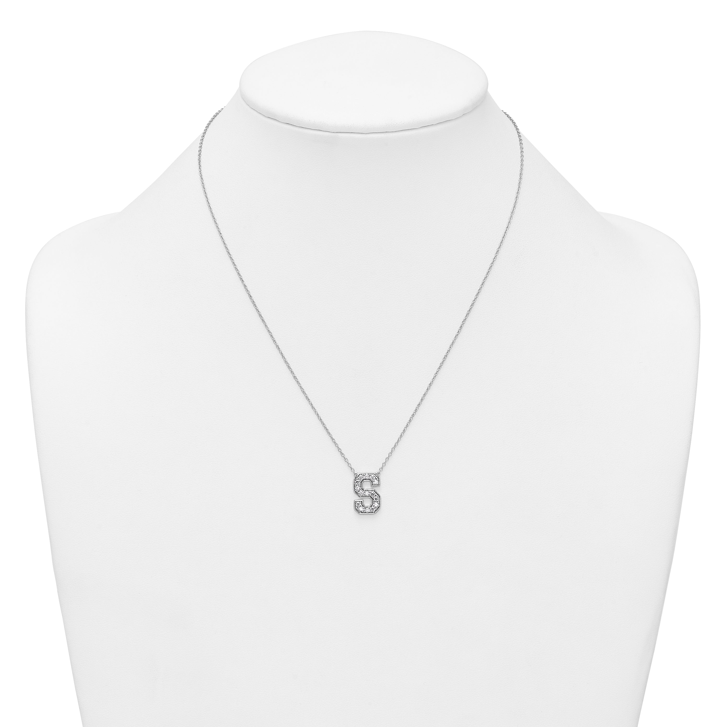 14k White Gold 3/8 carat Lab Grown Diamond VS+ F+ Complete Letter S 18 inch Initial Necklace