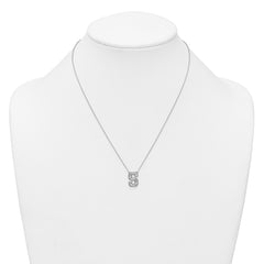 14k White Gold 3/8 carat Lab Grown Diamond VS+ F+ Complete Letter S 18 inch Initial Necklace