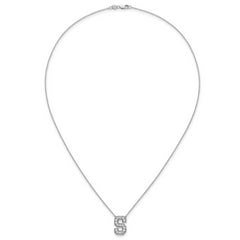 14k White Gold 3/8 carat Lab Grown Diamond VS+ F+ Complete Letter S 18 inch Initial Necklace