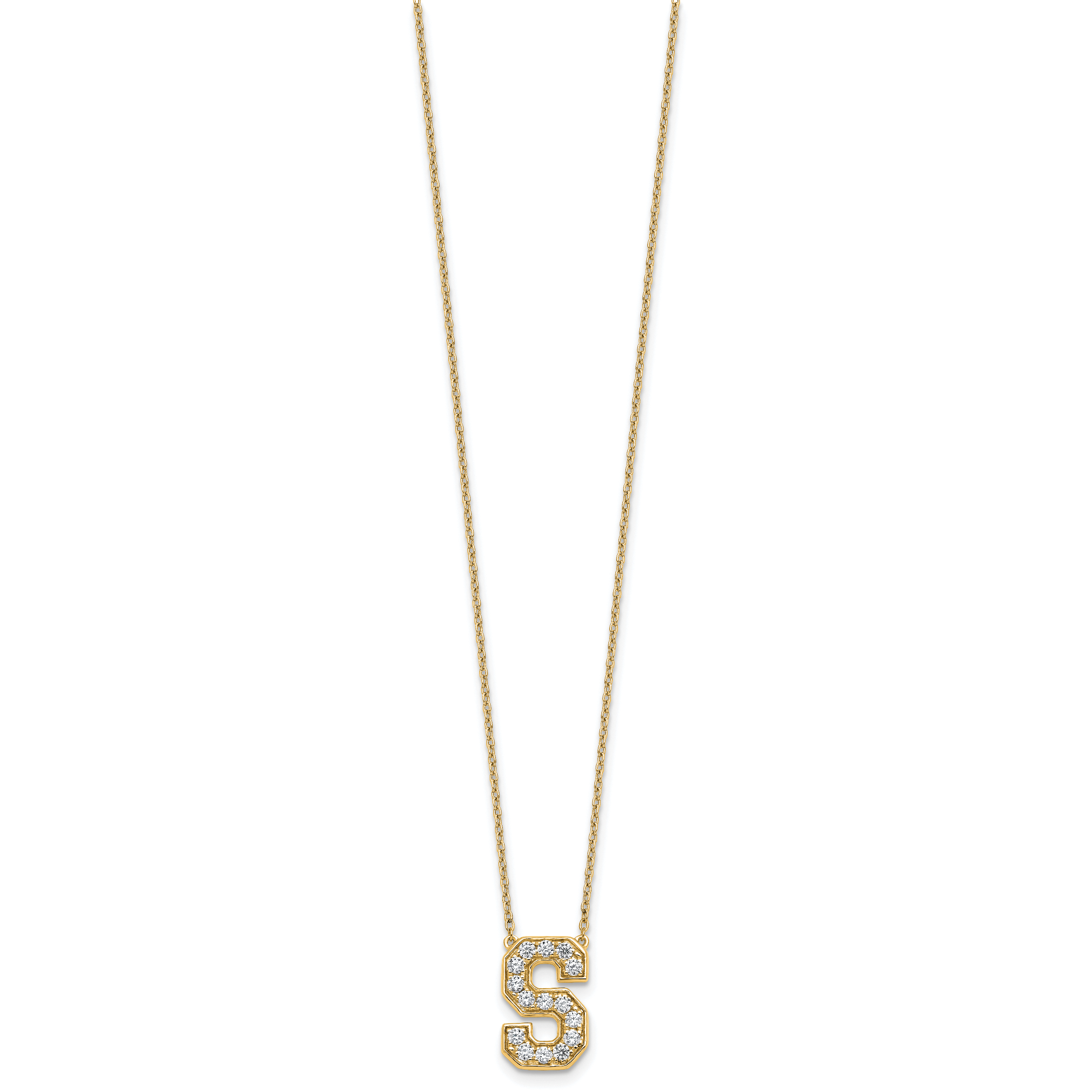 14k 3/8 carat Lab Grown Diamond VS+ F+ Complete Letter S 18 inch Initial Necklace Secondary image
