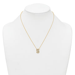 14k 3/8 carat Lab Grown Diamond VS+ F+ Complete Letter S 18 inch Initial Necklace