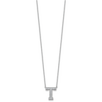 14k White Gold 1/3 carat Lab Grown Diamond VS+ F+ Complete Letter T 18 inch Initial Necklace