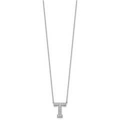 14k White Gold 1/3 carat Lab Grown Diamond VS+ F+ Complete Letter T 18 inch Initial Necklace