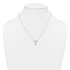 14k White Gold 1/3 carat Lab Grown Diamond VS+ F+ Complete Letter T 18 inch Initial Necklace
