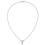 14k White Gold 1/3 carat Lab Grown Diamond VS+ F+ Complete Letter T 18 inch Initial Necklace