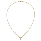 14k 1/3 carat Lab Grown Diamond VS+ F+ Complete Letter T 18 inch Initial Necklace