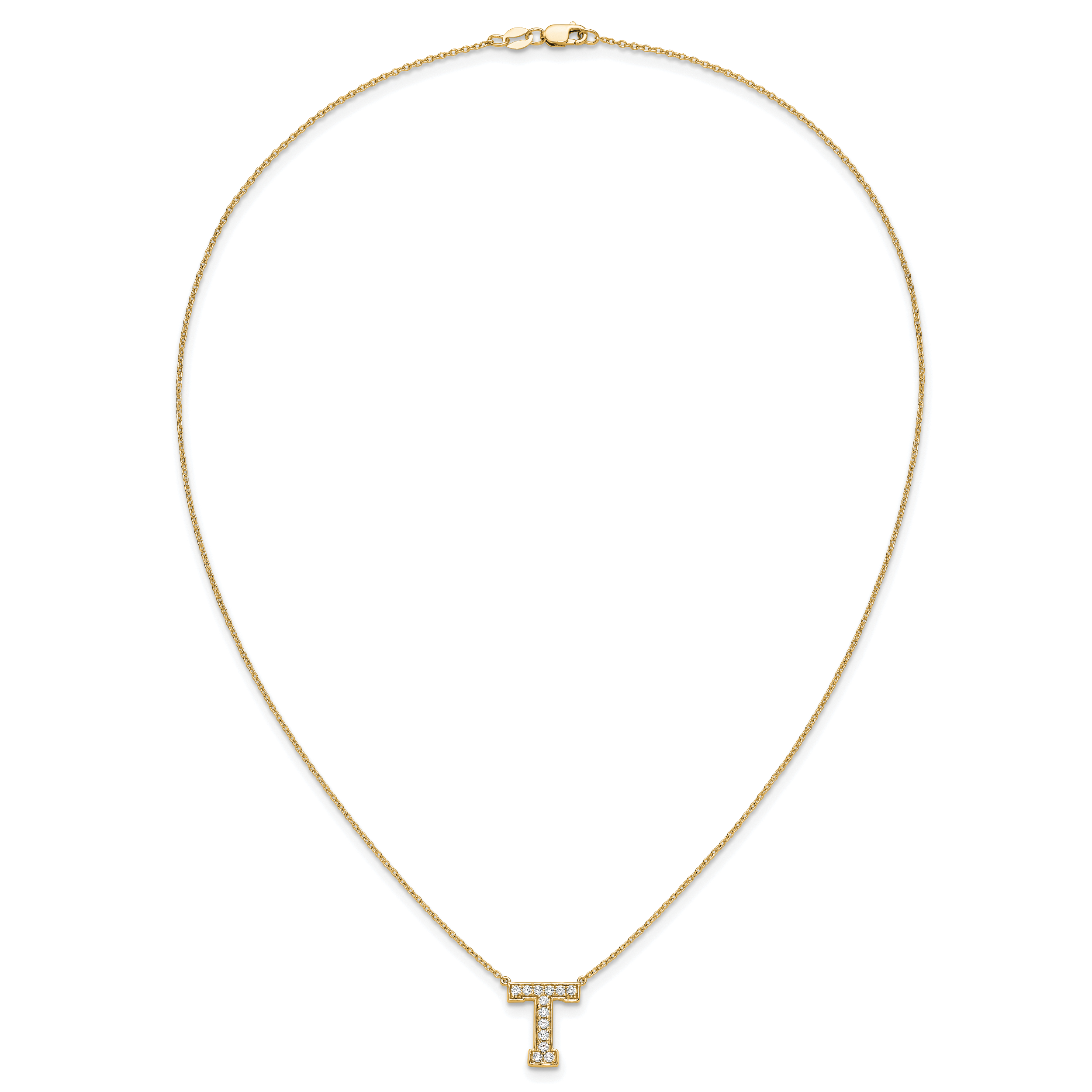 14k 1/3 carat Lab Grown Diamond VS+ F+ Complete Letter T 18 inch Initial Necklace