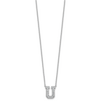 14k White Gold 3/8 carat Lab Grown Diamond VS+ F+ Complete Letter U 18 inch Initial Necklace