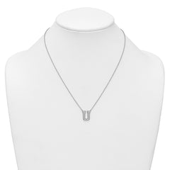 14k White Gold 3/8 carat Lab Grown Diamond VS+ F+ Complete Letter U 18 inch Initial Necklace