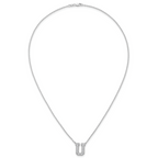 14k White Gold 3/8 carat Lab Grown Diamond VS+ F+ Complete Letter U 18 inch Initial Necklace