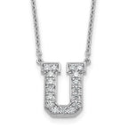 14k White Gold 3/8 carat Lab Grown Diamond VS+ F+ Complete Letter U 18 inch Initial Necklace