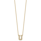 14k 3/8 carat Lab Grown Diamond VS+ F+ Complete Letter U 18 inch Initial Necklace