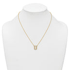 14k 3/8 carat Lab Grown Diamond VS+ F+ Complete Letter U 18 inch Initial Necklace