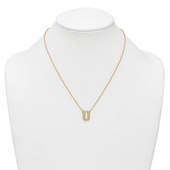 14k 3/8 carat Lab Grown Diamond VS+ F+ Complete Letter U 18 inch Initial Necklace
