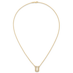 14k 3/8 carat Lab Grown Diamond VS+ F+ Complete Letter U 18 inch Initial Necklace