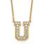 14k 3/8 carat Lab Grown Diamond VS+ F+ Complete Letter U 18 inch Initial Necklace