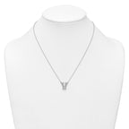 14k White Gold 3/8 carat Lab Grown Diamond VS+ F+ Complete Letter V 18 inch Initial Necklace