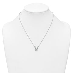 14k White Gold 3/8 carat Lab Grown Diamond VS+ F+ Complete Letter V 18 inch Initial Necklace