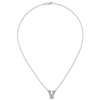 14k White Gold 3/8 carat Lab Grown Diamond VS+ F+ Complete Letter V 18 inch Initial Necklace