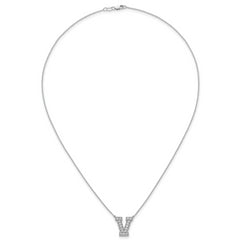 14k White Gold 3/8 carat Lab Grown Diamond VS+ F+ Complete Letter V 18 inch Initial Necklace